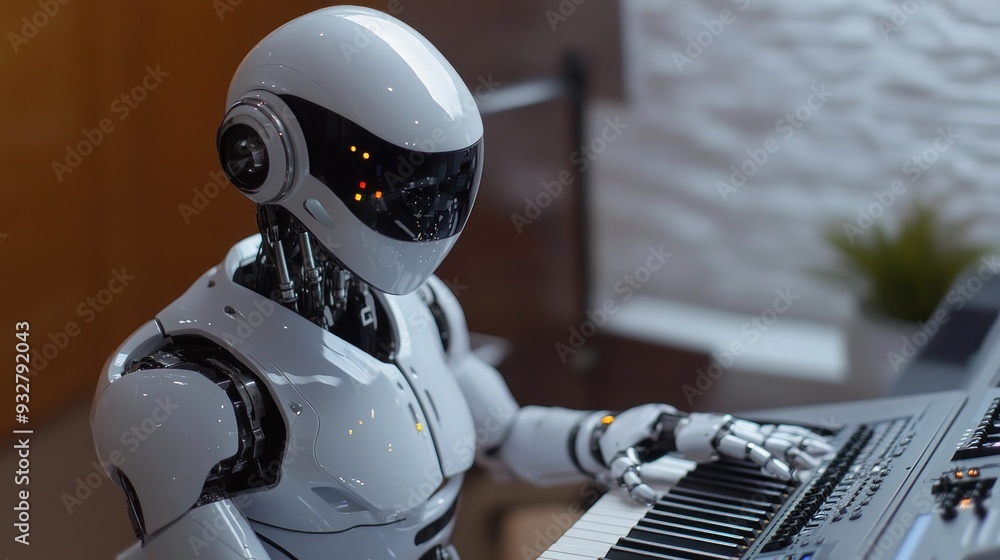 Robot Musician Playing Keyboard Robot Musician Playing Keyboard
