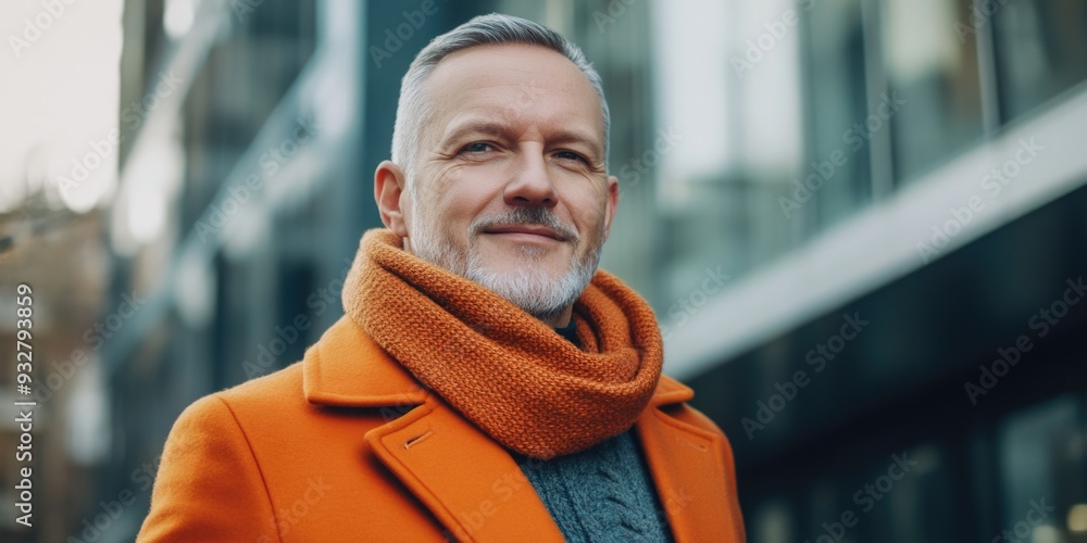 Man Wearing Orange Coat Man Wearing Orange Coat