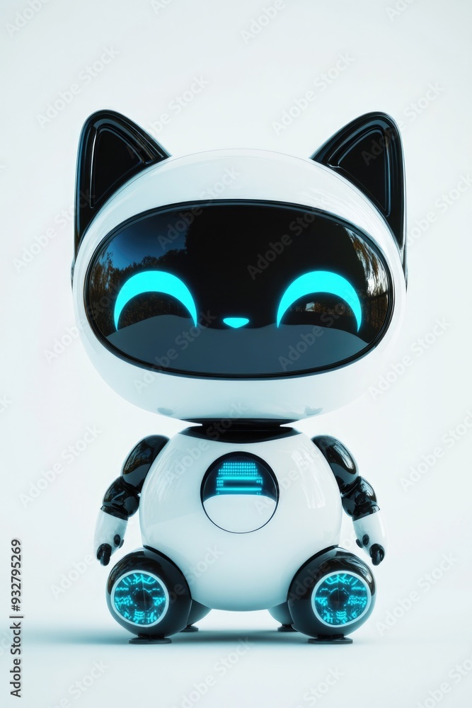 Fototapeta premium White Robot Cat on Table