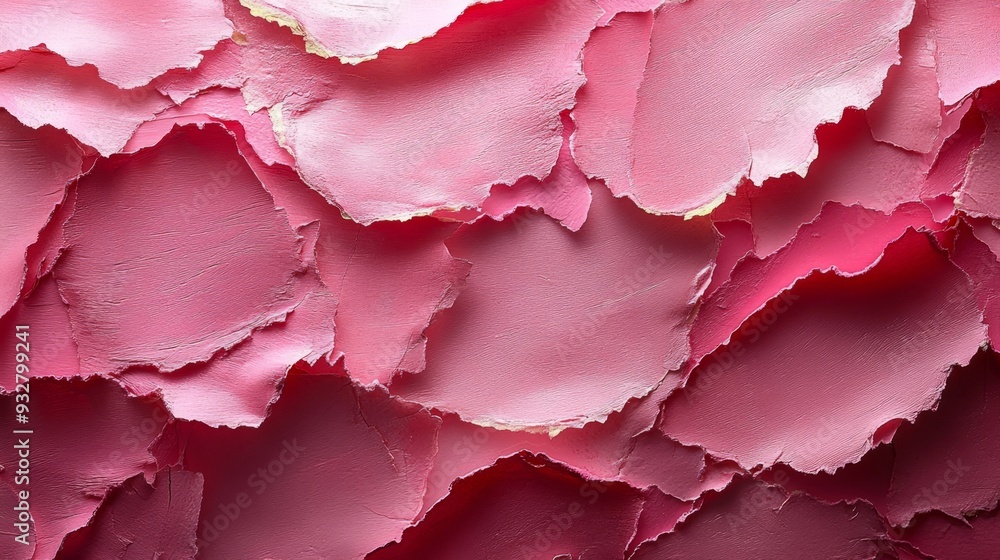 Close-up of pink textured cream with peeling, layered sections, showcasing a rugged, artistic and abstract appearance.. Close-up of pink textured cream with peeling, layered sections, showcasing a rugged, artistic and abstract appearance..