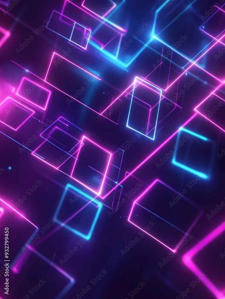 Obraz premium Neon Cubes on Black Background
