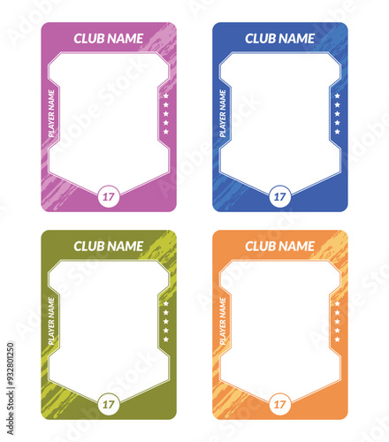 sports trading card, player photo frame template, game trading card for football, hockey and basketball, blank rectangle for photo frame, template eps 10