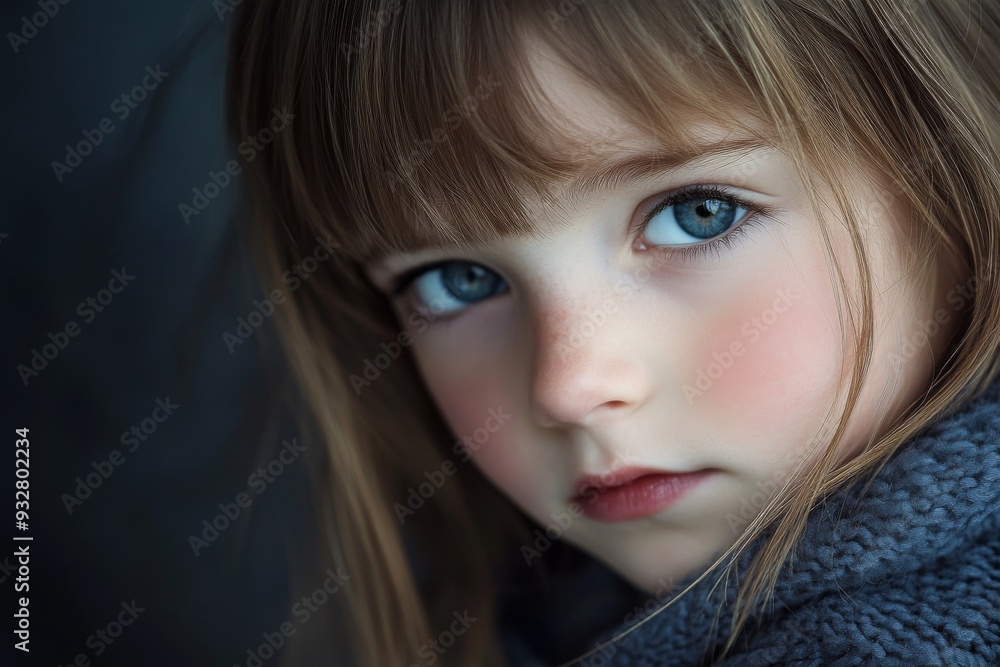 A Close-Up Portrait of a Young Girl with Blue Eyes A Close-Up Portrait of a Young Girl with Blue Eyes