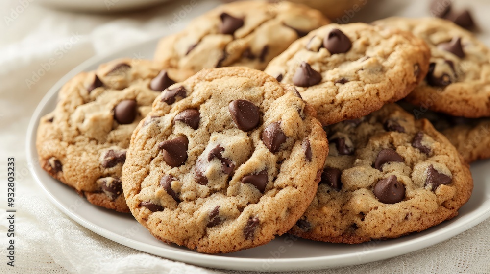 Close Up Of Delicious Chocolate Chip Cookies Close Up Of Delicious Chocolate Chip Cookies