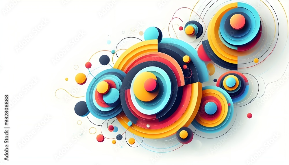 bright colored circular rings abstract minimal background design bright colored circular rings abstract minimal background design