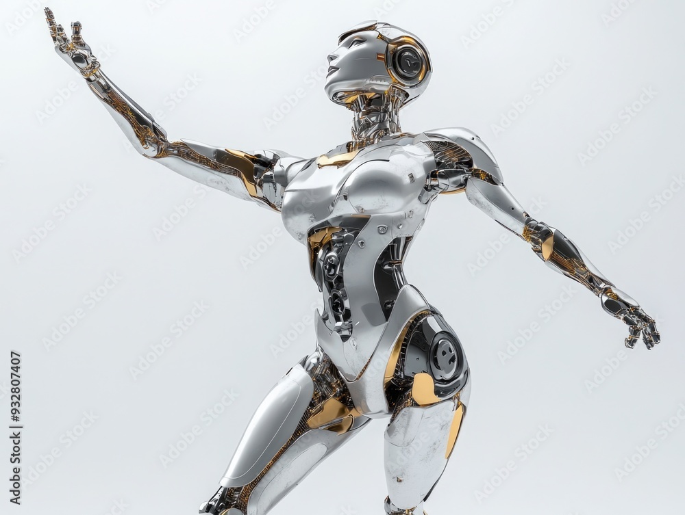 Woman in silver and gold costume