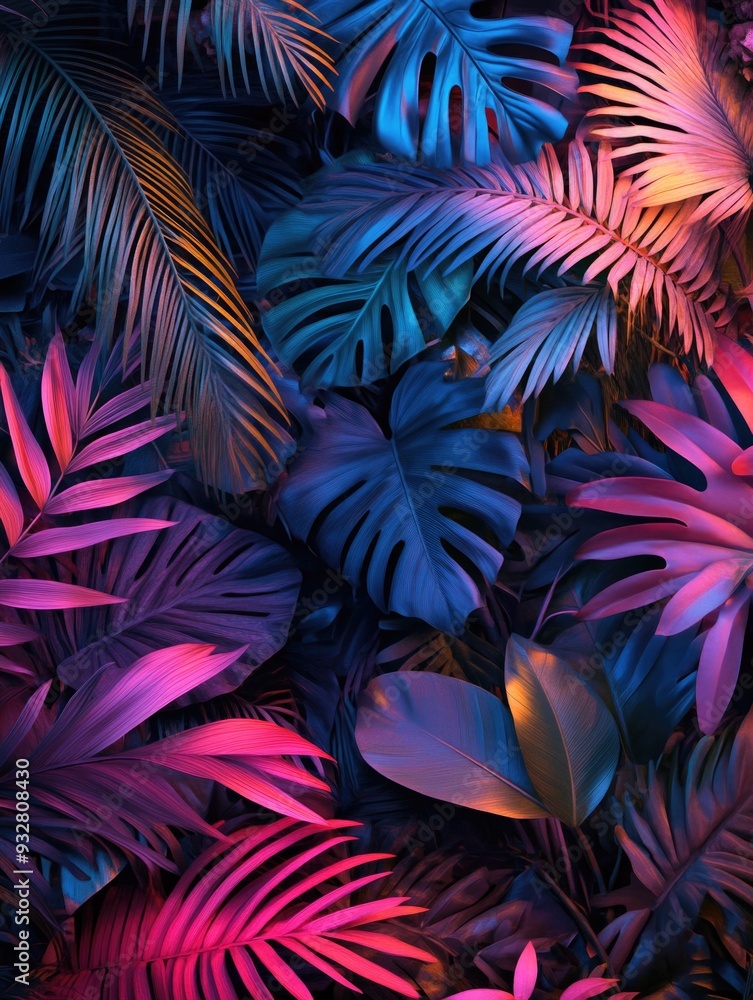 Colored Leaves on Black Background Colored Leaves on Black Background