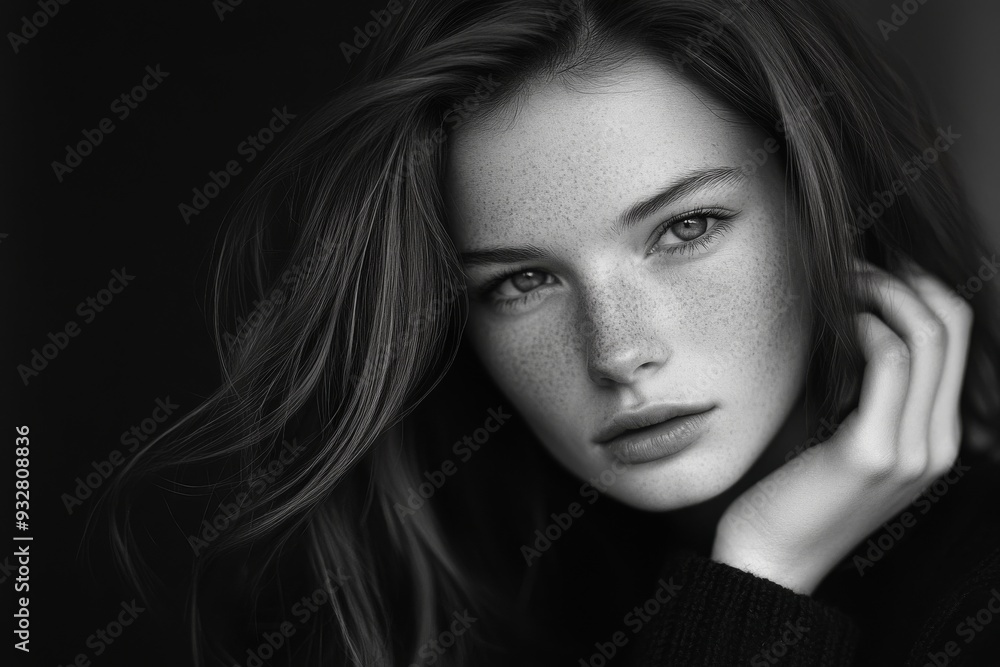 Black and White Portrait of a Young Woman Black and White Portrait of a Young Woman