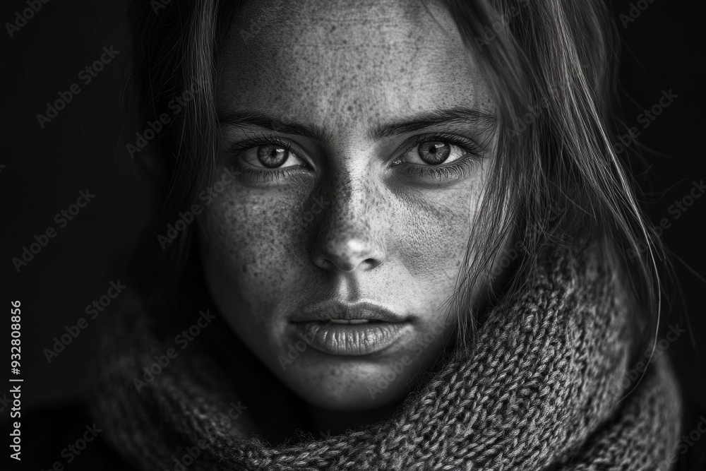 Black and White Portrait of a Young Woman Black and White Portrait of a Young Woman