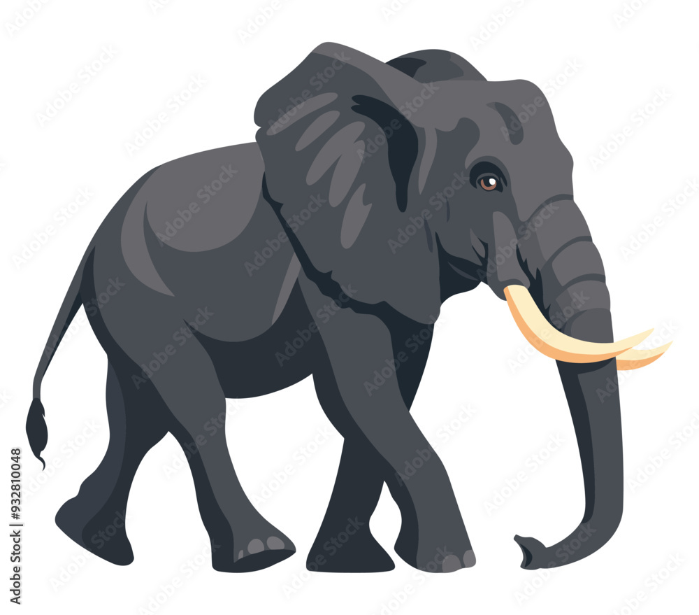 Obraz premium Elephant Art. Flat Vector Illustration