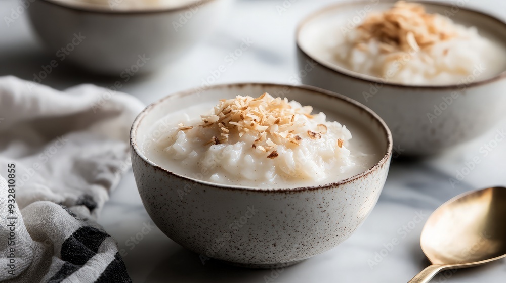 Coconut Rice Pudding in Bowl