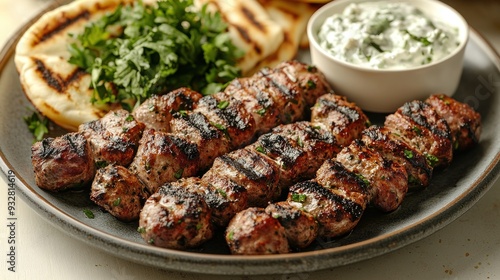 Grilled Lamb Souvlaki with Tzatziki and Pita Bread