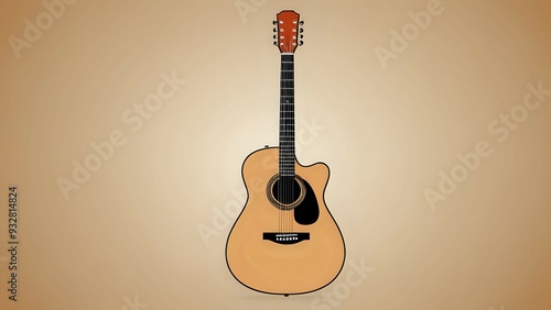 A simple illustration of an acoustic guitar on a beige background.