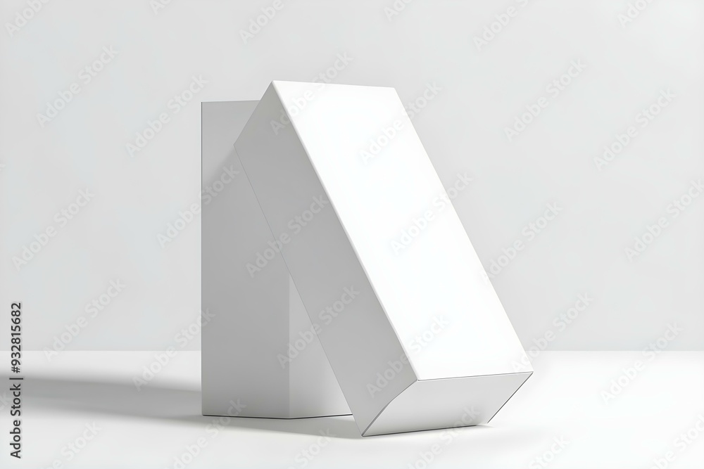 Fototapeta premium White box Mockup, blank carton container 3d rendering isolated on light background