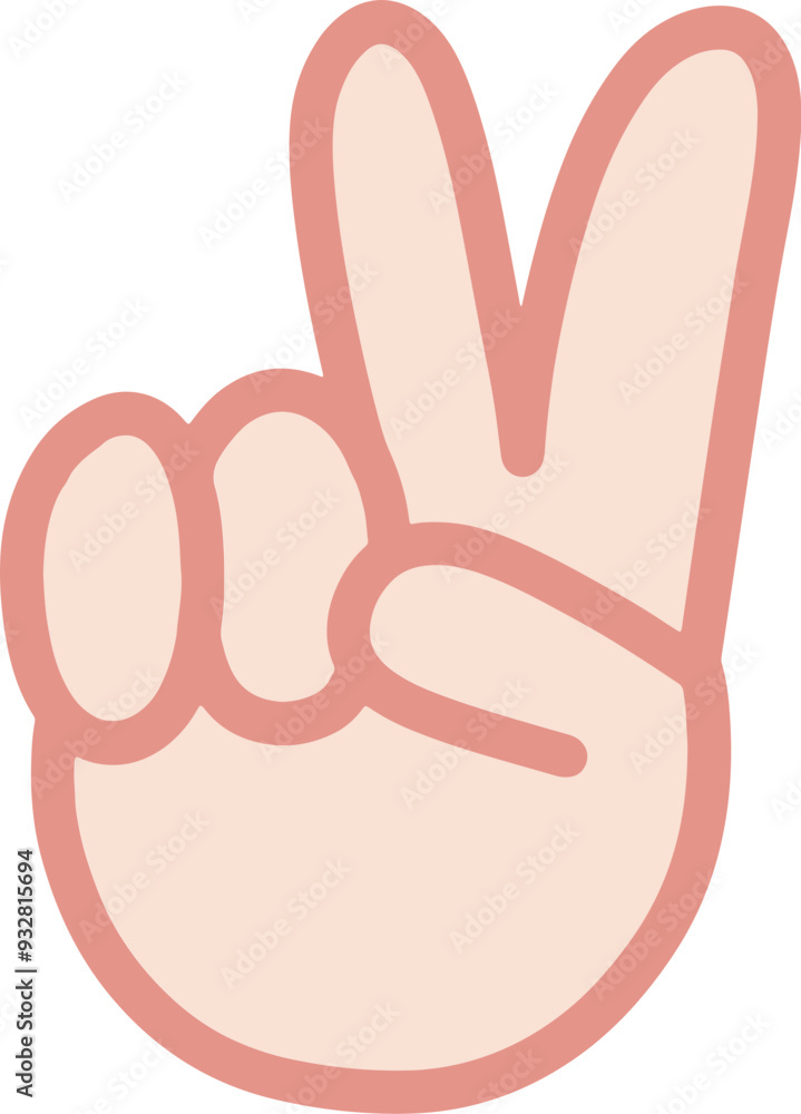 Victory gesture cute illustration sticker Victory gesture cute illustration sticker