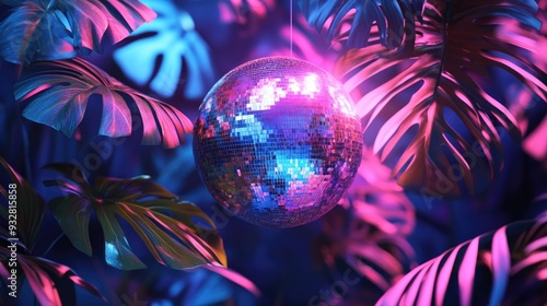 Fototapeta Naklejka Na Ścianę i Meble -  Disco Ball Jungle Tree