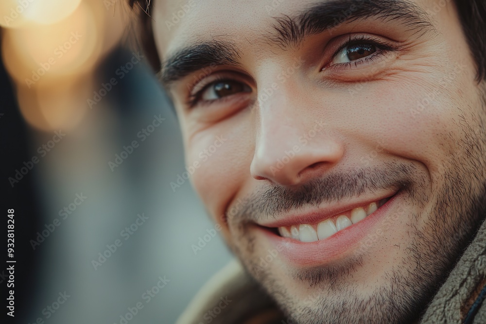 Close-up of smiling man with beard and warm eyes Close-up of smiling man with beard and warm eyes