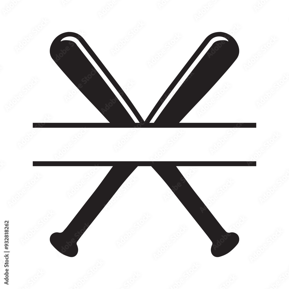 Baseball clipart, sports equipment silhouette, Cross baseball bat Illustration Baseball clipart, sports equipment silhouette, Cross baseball bat Illustration
