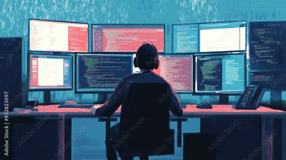 Programmer Working Late Programmer Working Late