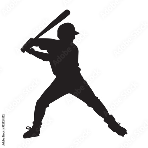 Baseball clipart,  Baseball Player silhouette, batting stance baseball player Illustration 