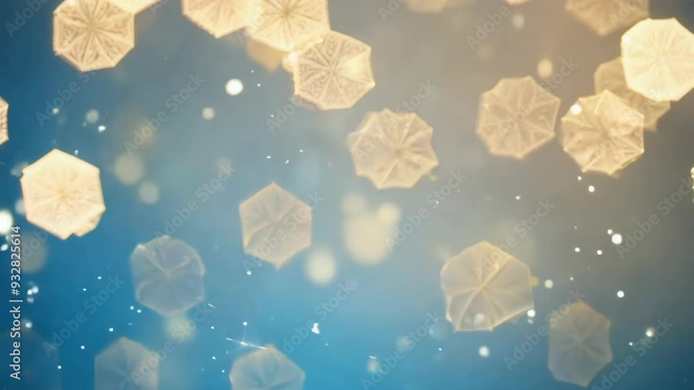 Sparkling snowflakes drifting in a winter sky at twilight Sparkling snowflakes drifting in a winter sky at twilight