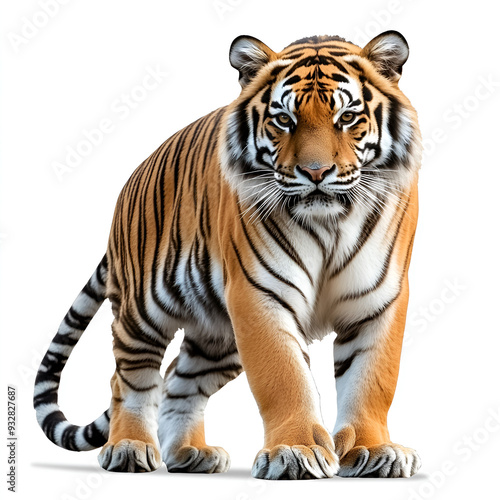 A tiger is shown in this photo the tiger is shown isolated on a transparent background