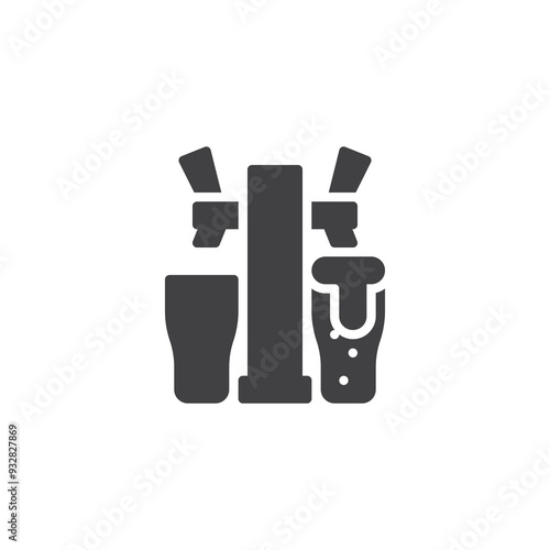 Beer tap with mugs vector icon