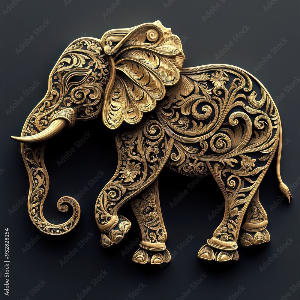 Obraz premium Thai elephant tattoo, traditional motifs, 3D illustration