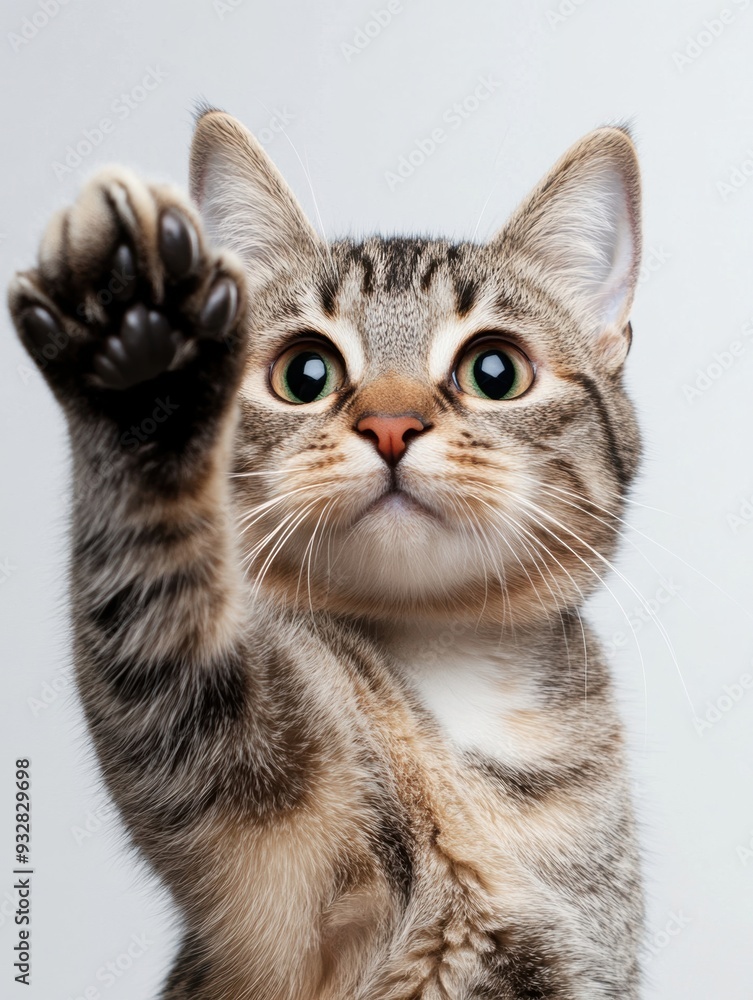 Obraz premium A cat retracting its claws after a play session, transitioning from playful excitement to a calm and relaxed demeanor.