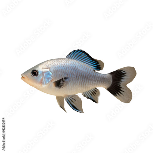 TRANSPARENT PNG ULTRA HD 8K A solitary Gourami fish with vibrant colors and elongated fins, gracefully swimming against a transparent background, showcasing its serene and elegant form