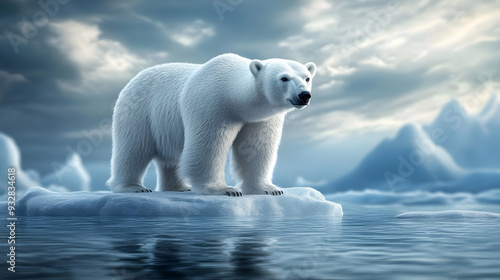 A polar bear stands on a sm...