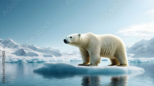 A polar bear stands on an i...