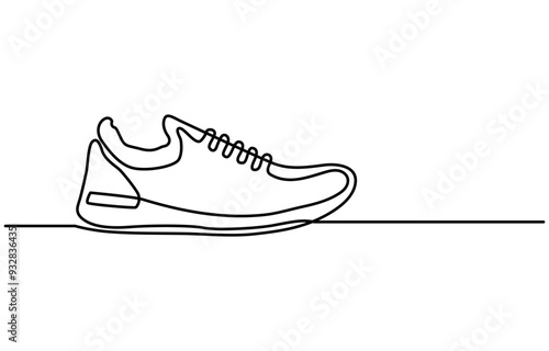 Sport Sneaker shoes in continuous line art drawing style, sneakers are drawn with one line. Sports shoes in a linear style. continuous one line. Vector illustration, Shoe Continuous Line Icon