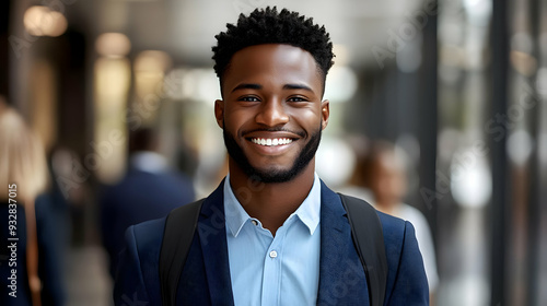 A smiling young man in a bl...