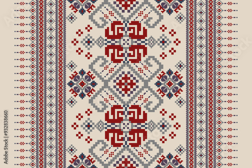 Thai pattern,geometric ethnic oriental pattern,floral cross stitch pattern,vector illustration,Aztec style,abstract background.design for texture,fabric,clothing,decoration,sarong