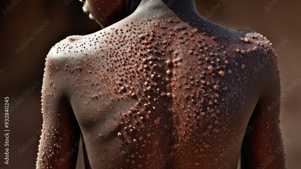 Close-up of the body of a african child covered covered with pimples and ulcers. Close-up of the body of a african child covered covered with pimples and ulcers.