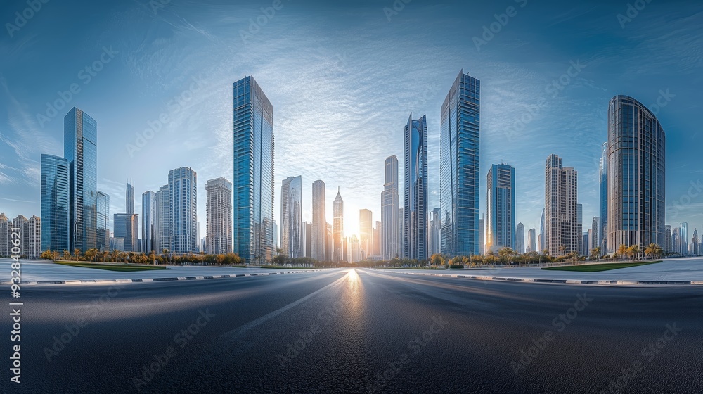 A wide, panoramic view of a modern cityscape with tall skyscrapers lining an open road under a clear sky, symbolizing urban growth. A wide, panoramic view of a modern cityscape with tall skyscrapers lining an open road under a clear sky, symbolizing urban growth.