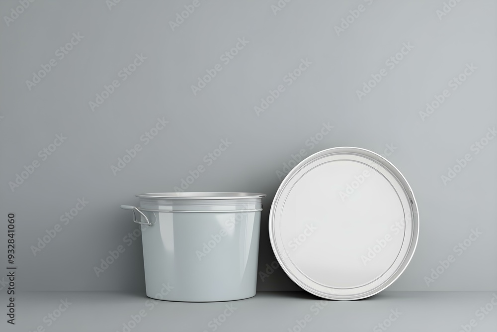 Paint Can, Bucket, 3D Rendered on Light Gray Background Paint Can, Bucket, 3D Rendered on Light Gray Background