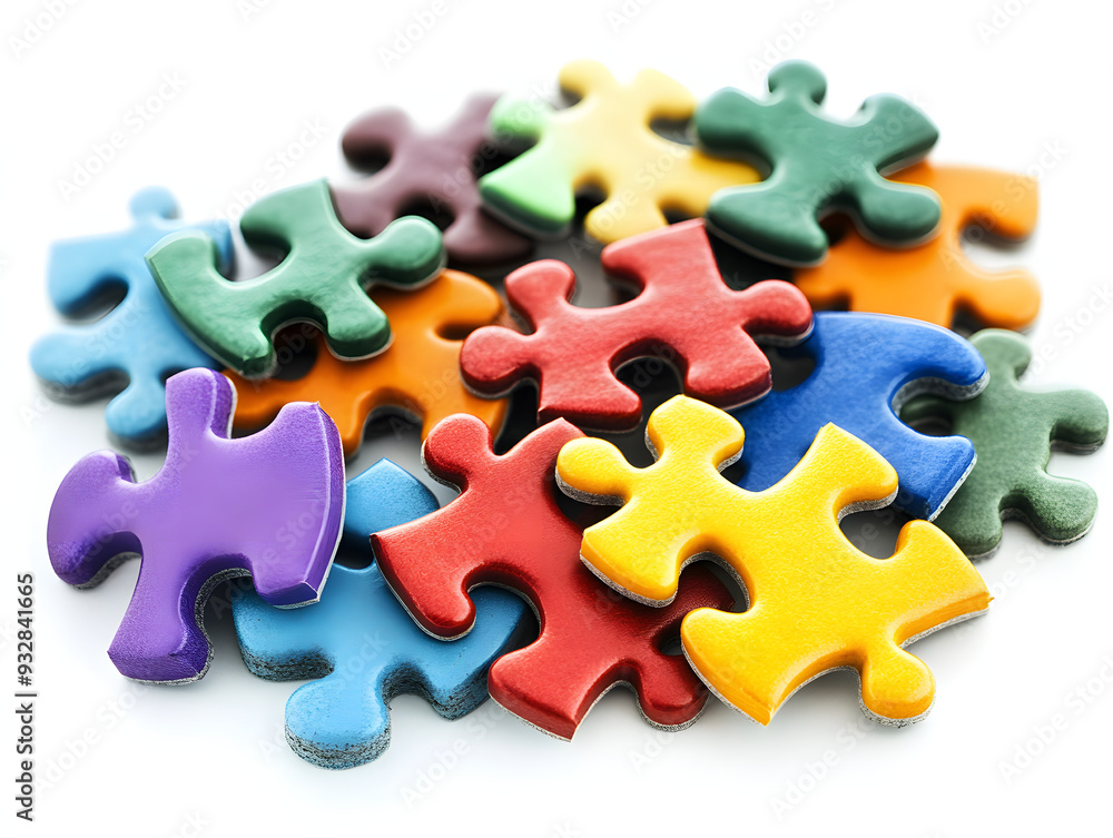 Pile of Colorful Jigsaw Puzzle Pieces on White Background Pile of Colorful Jigsaw Puzzle Pieces on White Background