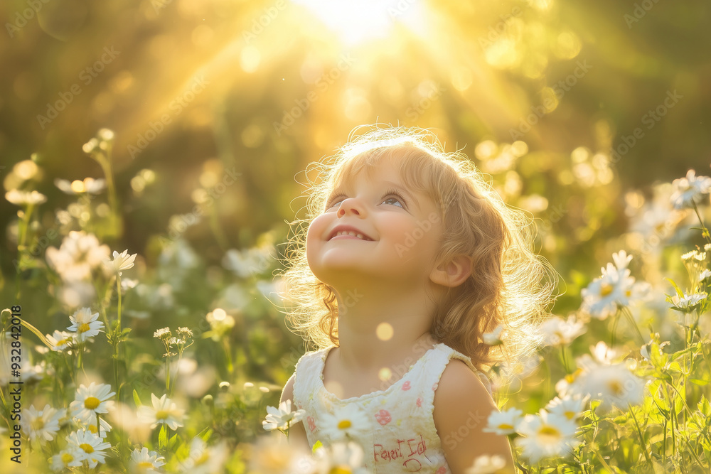 A joyful child plays in a field of blooming flowers, with sunlight streaming down and creating a natural and vibrant atmosphere. The scene captures the pure happiness and carefree spirit of the moment A joyful child plays in a field of blooming flowers, with sunlight streaming down and creating a natural and vibrant atmosphere. The scene captures the pure happiness and carefree spirit of the moment