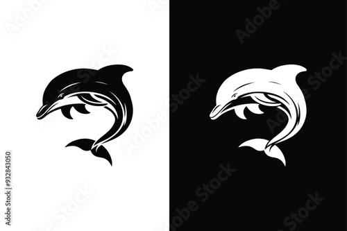 Dolphin icon illustration. Jumping dolphin sea animal symbol