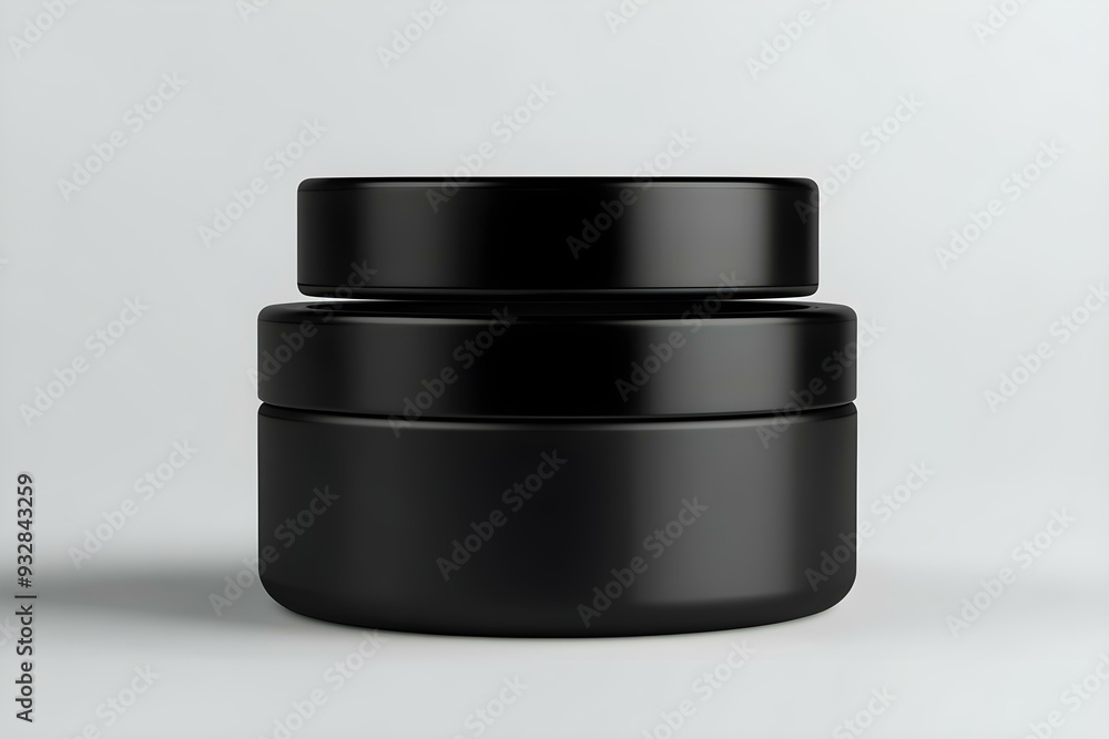 Black Plastic Cosmetic Jar Mockup, Dark beauty make-up Container 3D Rendering isolated on light background Black Plastic Cosmetic Jar Mockup, Dark beauty make-up Container 3D Rendering isolated on light background