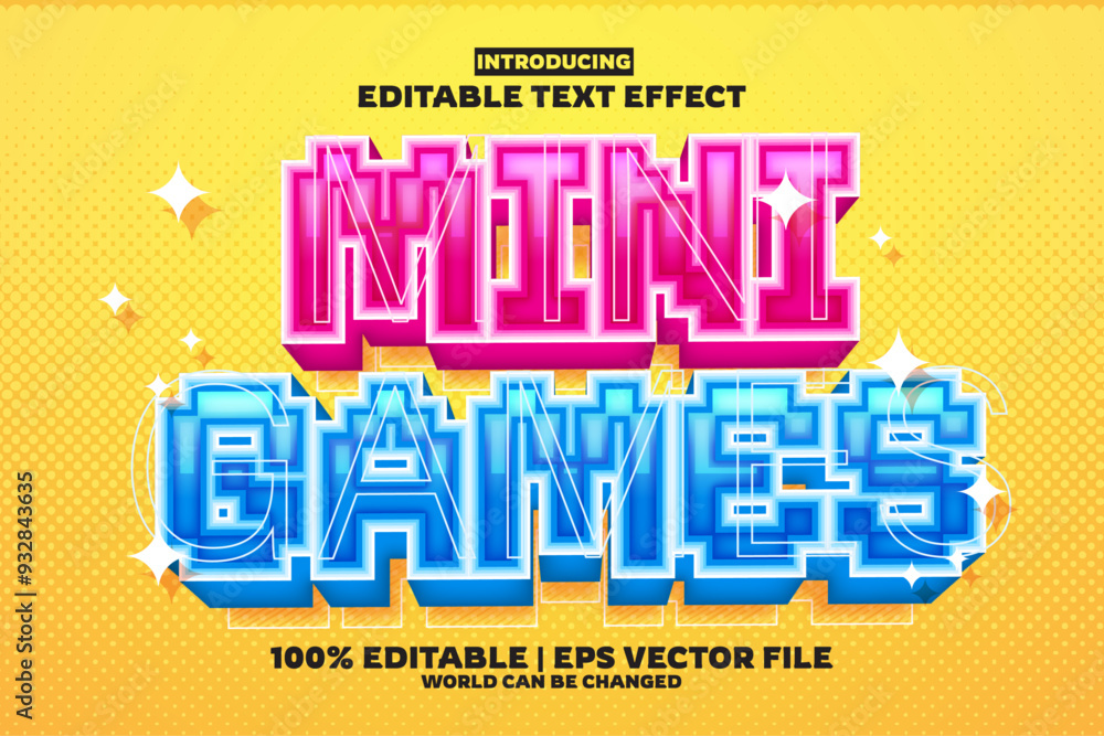 Mini games editable text effect in new modern trend style Mini games editable text effect in new modern trend style