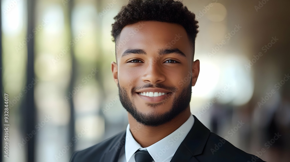 Close-up portrait of a smiling African American man in a suit. Close-up portrait of a smiling African American man in a suit.