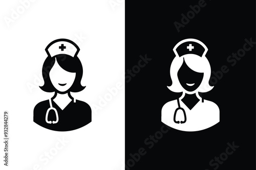 Nurse icon silhouette vector. medical nurse solid icon illustration