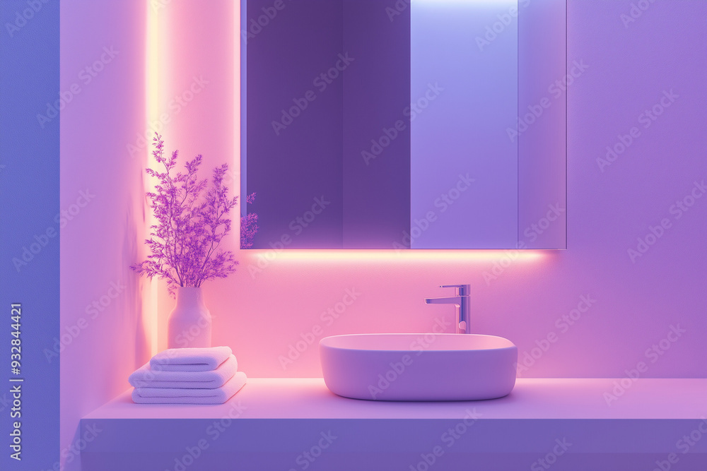 A minimalist bathroom features a white sink, a simple mirror, and soft lighting. The scene is captured in a photorealistic style, highlighting the clean and understated elegance of the design. A minimalist bathroom features a white sink, a simple mirror, and soft lighting. The scene is captured in a photorealistic style, highlighting the clean and understated elegance of the design.