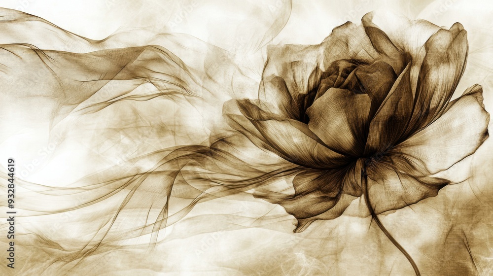 Sepia-toned artistic rose with flowing lines Sepia-toned artistic rose with flowing lines