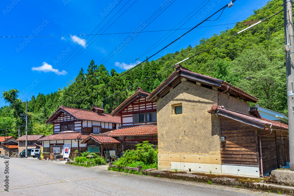Imadachi village, Kagahigashitani, Kaga City, Mountain village, Important Preservation Districts for Groups of Traditional Buildings, in Ishikawa Prefecture, Japan. Imadachi village, Kagahigashitani, Kaga City, Mountain village, Important Preservation Districts for Groups of Traditional Buildings, in Ishikawa Prefecture, Japan.