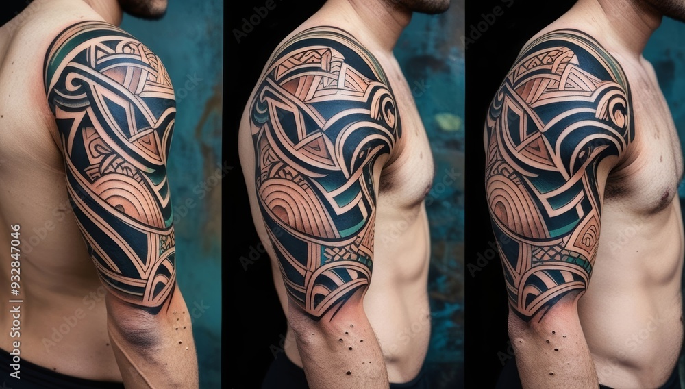 Intricate Maoriinspired geometric pattern tattoo design Intricate Maoriinspired geometric pattern tattoo design