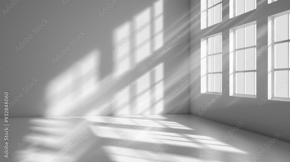Obraz premium Elegance in Simplicity. Gray background for product presentation with shadow and light from windows